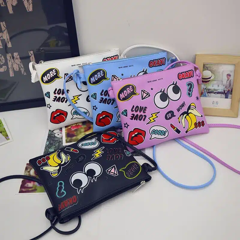 EXCELSIOR 2018 Hot Cartoon Graffiti Printed Women Handbag Mini Crossbody Shoulder Bag Lady Daily Purses Clutches Girls Flap Bag 14