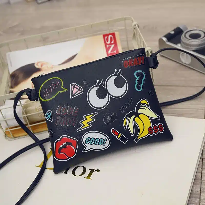 EXCELSIOR 2018 Hot Cartoon Graffiti Printed Women Handbag Mini Crossbody Shoulder Bag Lady Daily Purses Clutches Girls Flap Bag 18