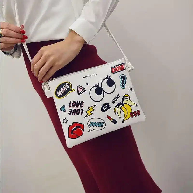 EXCELSIOR 2018 Hot Cartoon Graffiti Printed Women Handbag Mini Crossbody Shoulder Bag Lady Daily Purses Clutches Girls Flap Bag 22
