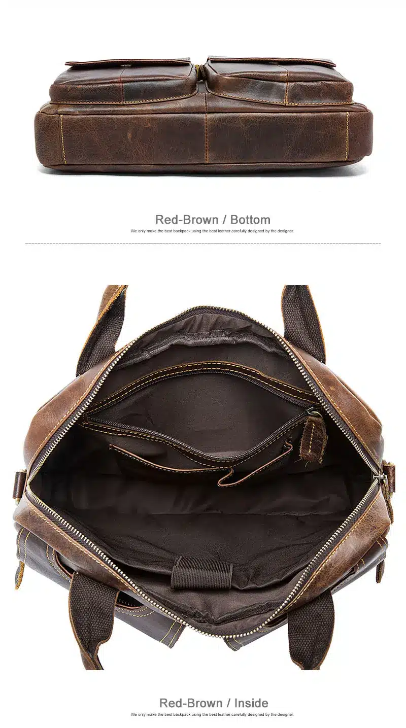 WESTAL Genuine Leather Mens Bags Tote Crossbody Bags Men's Briefcase Laptop 14'' Messenger Bag Men's shoulder bag Leather 8002 7