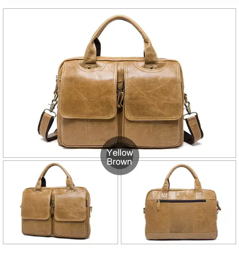 WESTAL Genuine Leather Mens Bags Tote Crossbody Bags Men's Briefcase Laptop 14'' Messenger Bag Men's shoulder bag Leather 8002 10