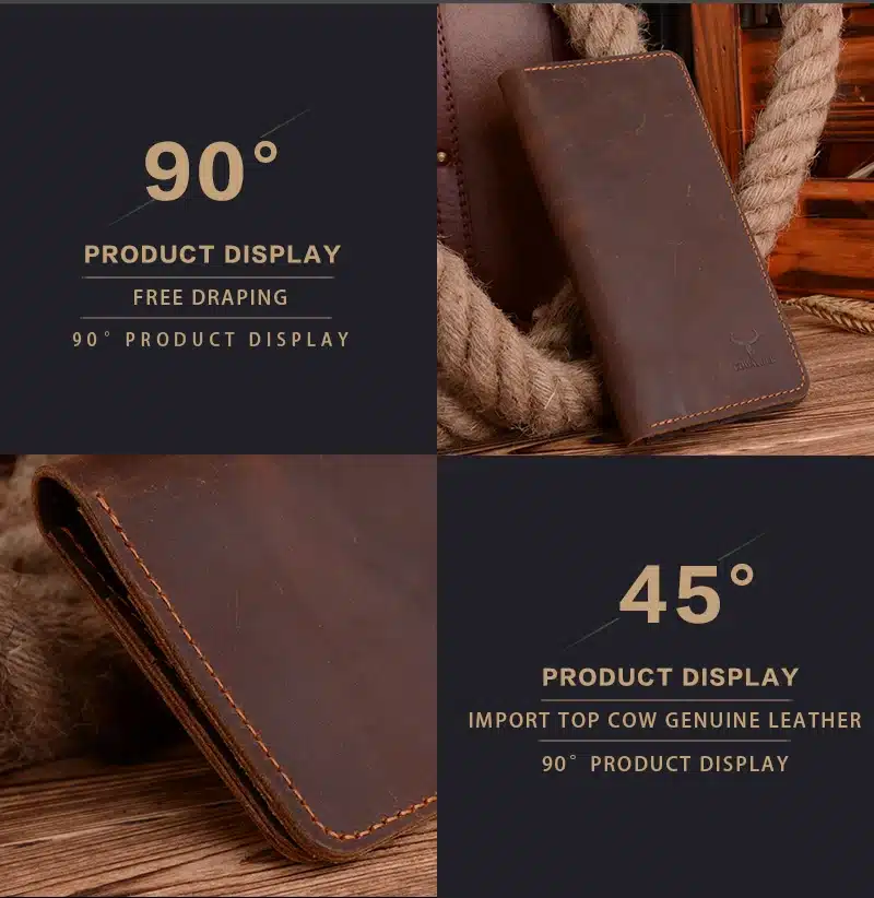 COWATHER high quality cow genuine Crazy horse leather men wallets 2017 long style two color fashion male purse 103 free shipping 20