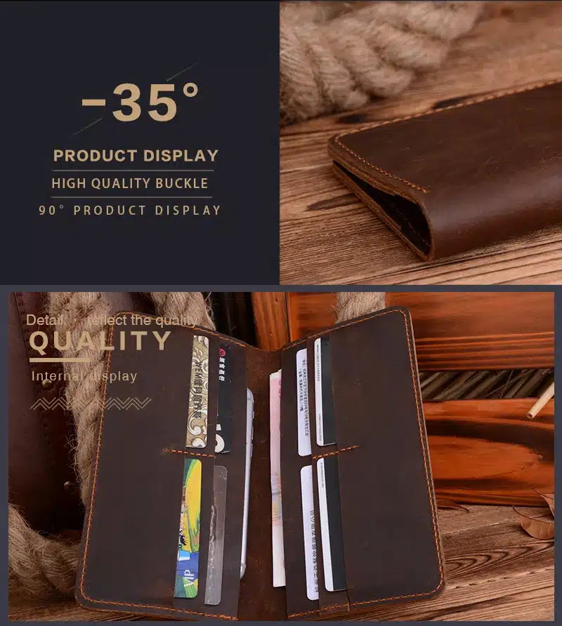 COWATHER high quality cow genuine Crazy horse leather men wallets 2017 long style two color fashion male purse 103 free shipping 21