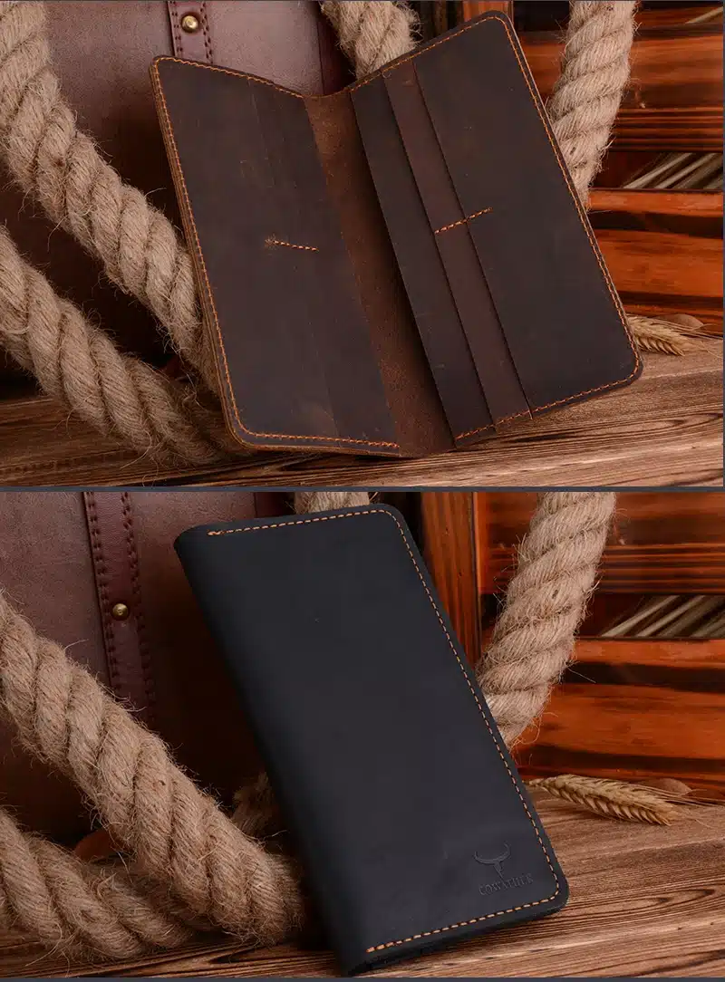 COWATHER high quality cow genuine Crazy horse leather men wallets 2017 long style two color fashion male purse 103 free shipping 24