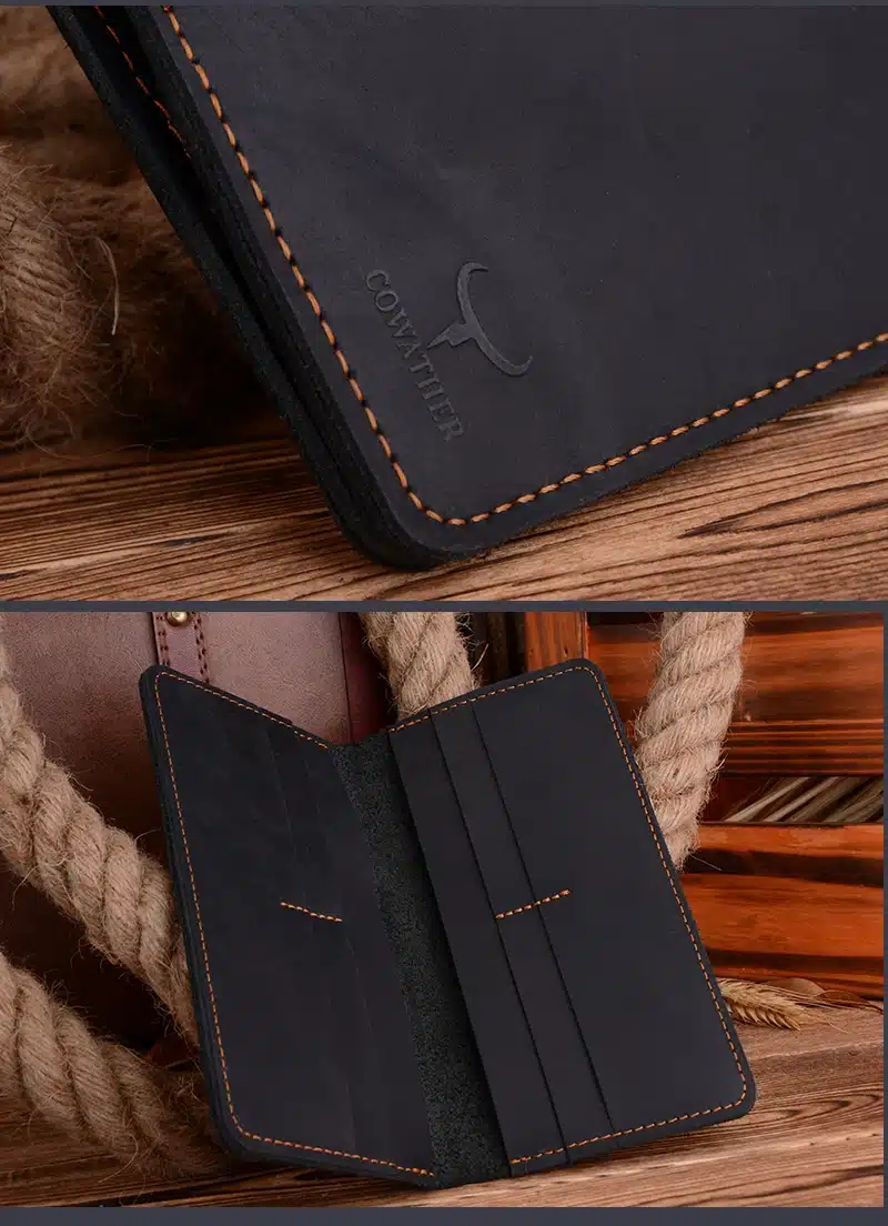 COWATHER high quality cow genuine Crazy horse leather men wallets 2017 long style two color fashion male purse 103 free shipping 25