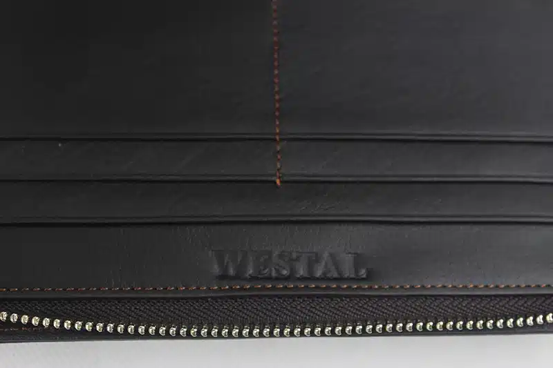 WESTAL Double Zipper Money Clip Wallet Clutch Bag Men's Purses Genuine Leather Men Wallets Leather Man Wallet Long Male Purse 15
