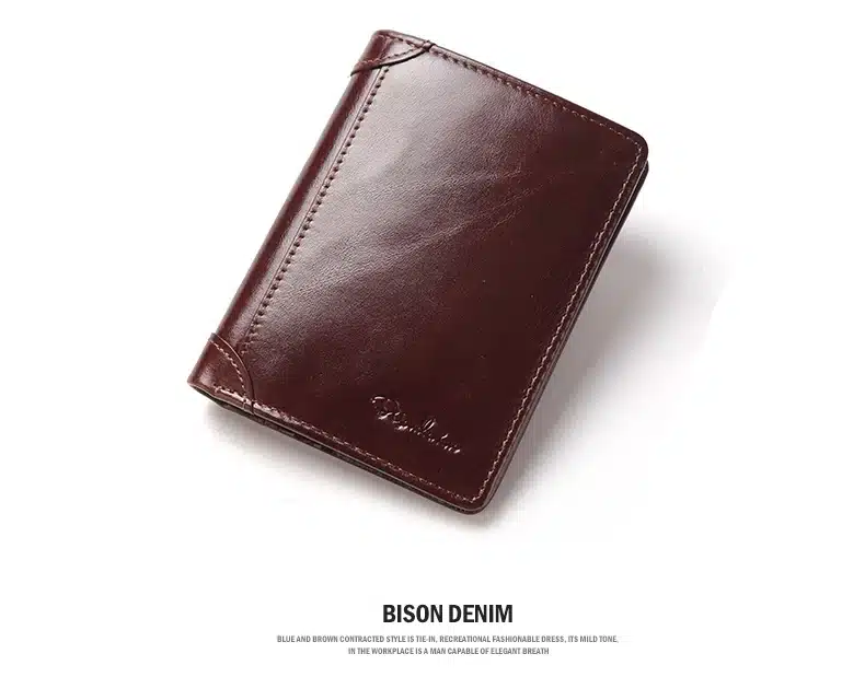 BISON DENIM Genuine Leather RFID wallet Men red brown vintage purse card holder Brand men wallets dollar price Male Purse W4361 15