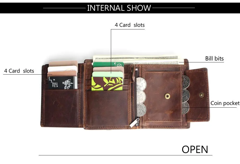Vintage Designer 100% Genuine Carteiras Masculinas Cowhide Leather Men Short Wallet Purse Card Holder Coin Pocket Male Wallets 10