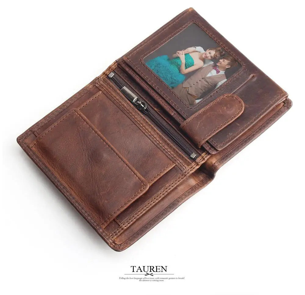Vintage Designer 100% Genuine Carteiras Masculinas Cowhide Leather Men Short Wallet Purse Card Holder Coin Pocket Male Wallets 16