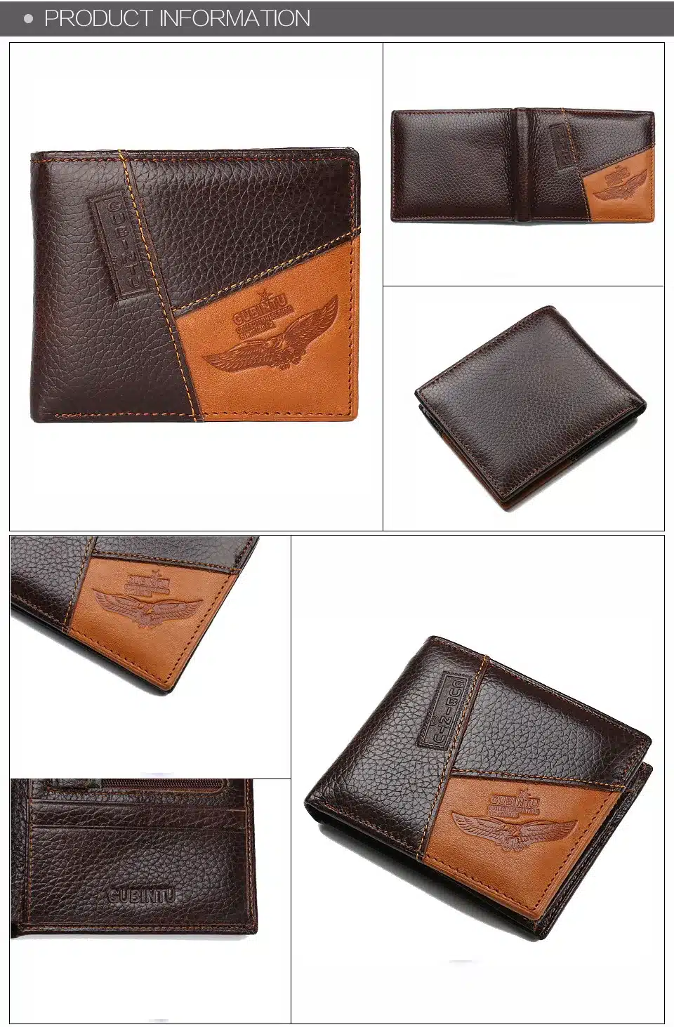 Famous Luxury Brand Genuine Leather Men Wallets Coin Pocket Zipper Men's Leather Wallet with Coin Purse portfolio cartera ZC8042 14