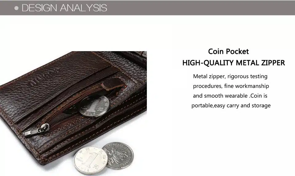 Famous Luxury Brand Genuine Leather Men Wallets Coin Pocket Zipper Men's Leather Wallet with Coin Purse portfolio cartera ZC8042 17