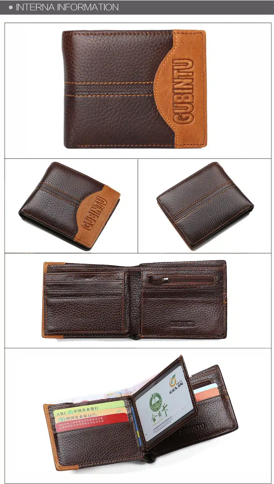 Famous Luxury Brand Genuine Leather Men Wallets Coin Pocket Zipper Men's Leather Wallet with Coin Purse portfolio cartera ZC8042 20