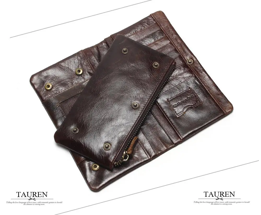 The 2018 New First Layer Of Real Leather Men's Oil Wax Retro High-Capacity Multi-Card Bit Long Wallet Clutch Men Genuine 13