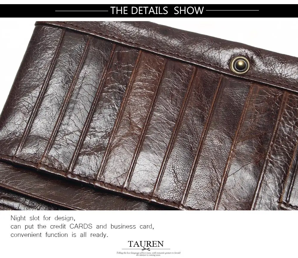 The 2018 New First Layer Of Real Leather Men's Oil Wax Retro High-Capacity Multi-Card Bit Long Wallet Clutch Men Genuine 21