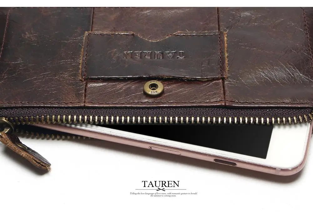 The 2018 New First Layer Of Real Leather Men's Oil Wax Retro High-Capacity Multi-Card Bit Long Wallet Clutch Men Genuine 24