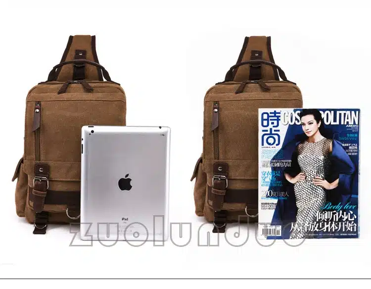 Tourya Canvas Crossbody Bags for Men Women Retro Leather Military Messenger Chest Bag Shoulder Sling Bag Large Capacity Handbag 2