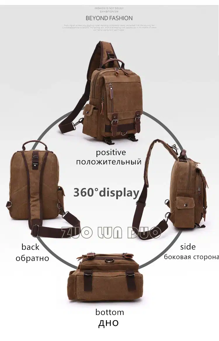 Tourya Canvas Crossbody Bags for Men Women Retro Leather Military Messenger Chest Bag Shoulder Sling Bag Large Capacity Handbag 5