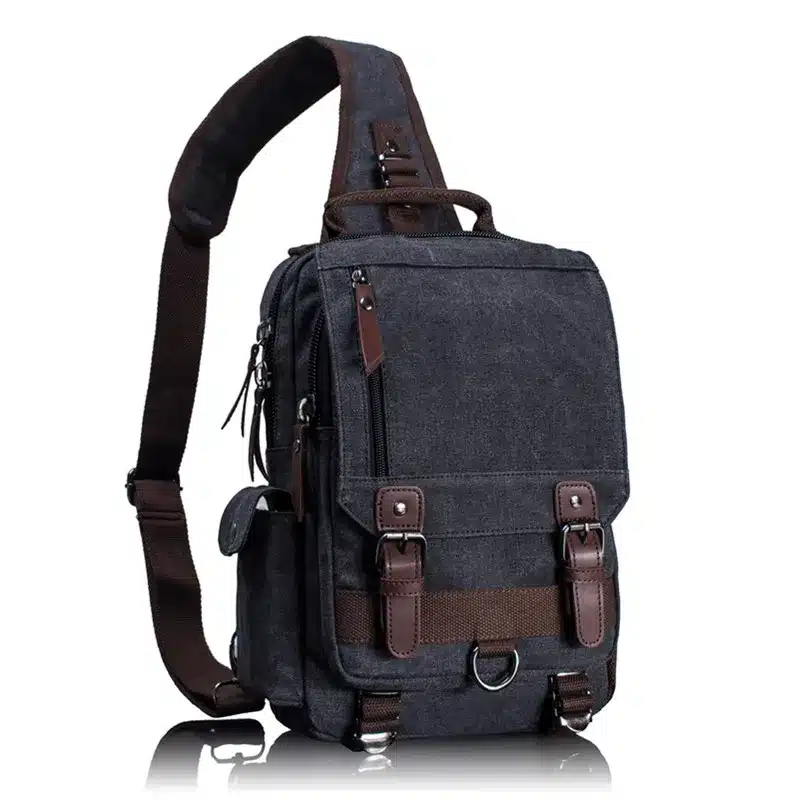 Tourya Canvas Crossbody Bags for Men Women Retro Leather Military Messenger Chest Bag Shoulder Sling Bag Large Capacity Handbag 8