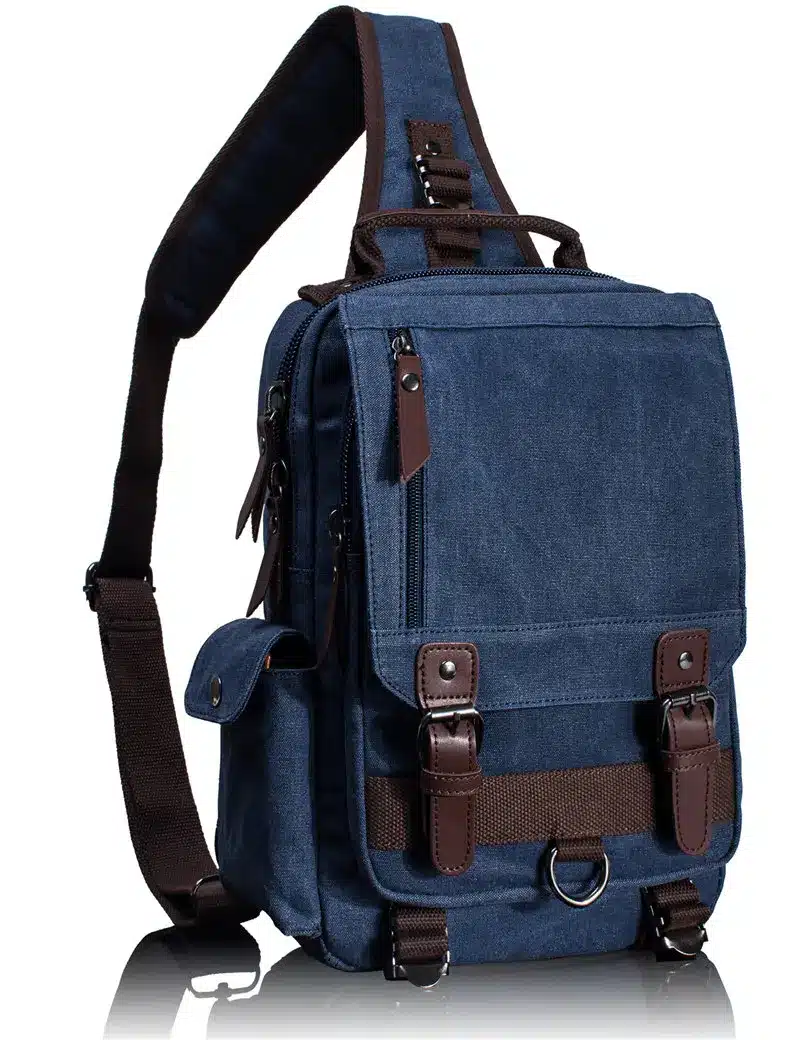 Tourya Canvas Crossbody Bags for Men Women Retro Leather Military Messenger Chest Bag Shoulder Sling Bag Large Capacity Handbag 9
