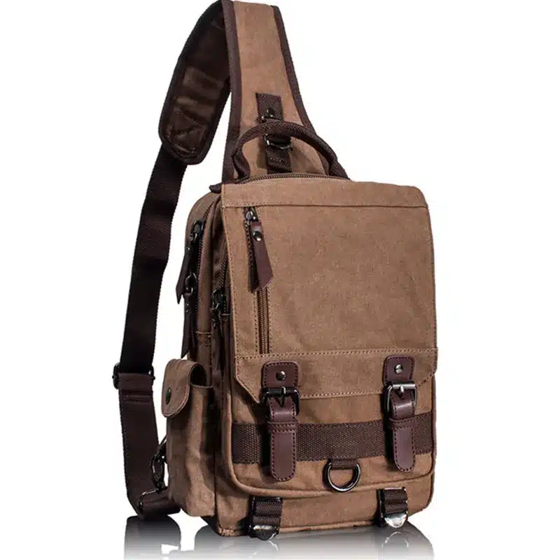 Tourya Canvas Crossbody Bags for Men Women Retro Leather Military Messenger Chest Bag Shoulder Sling Bag Large Capacity Handbag 10