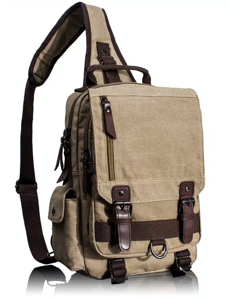 Tourya Canvas Crossbody Bags for Men Women Retro Leather Military Messenger Chest Bag Shoulder Sling Bag Large Capacity Handbag 11