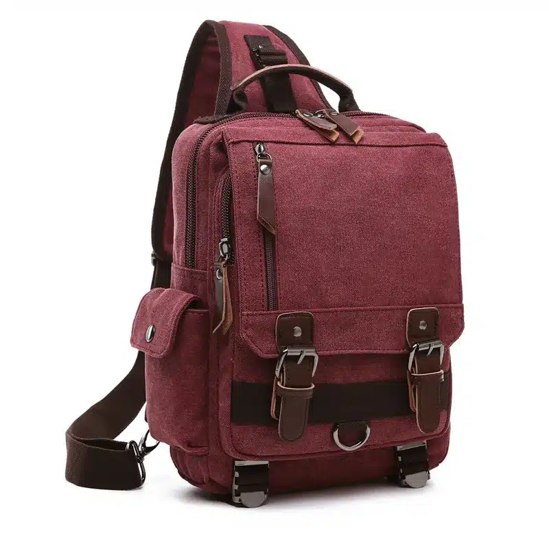 Tourya Canvas Crossbody Bags for Men Women Retro Leather Military Messenger Chest Bag Shoulder Sling Bag Large Capacity Handbag 13