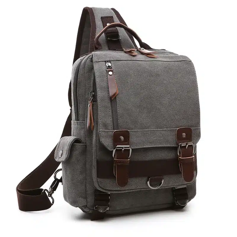 Tourya Canvas Crossbody Bags for Men Women Retro Leather Military Messenger Chest Bag Shoulder Sling Bag Large Capacity Handbag 14