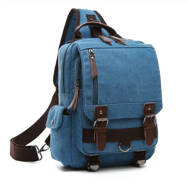 Tourya Canvas Crossbody Bags for Men Women Retro Leather Military Messenger Chest Bag Shoulder Sling Bag Large Capacity Handbag 15