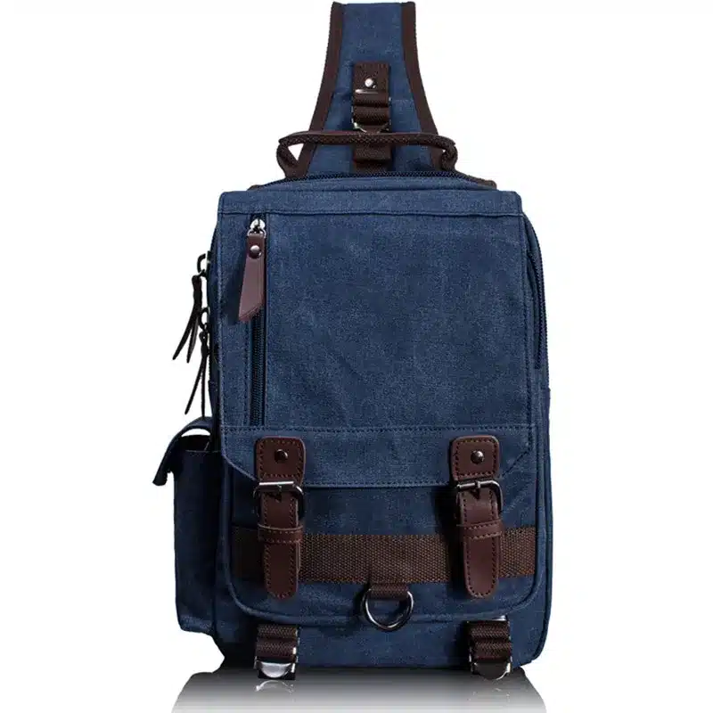 Tourya Canvas Crossbody Bags for Men Women Retro Leather Military Messenger Chest Bag Shoulder Sling Bag Large Capacity Handbag 16
