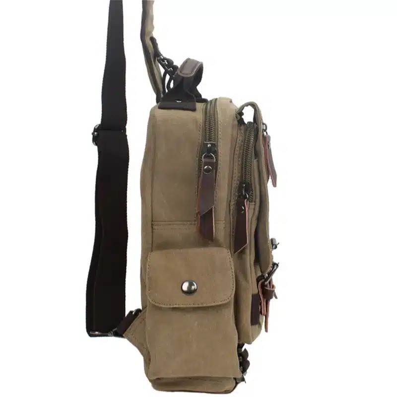 Tourya Canvas Crossbody Bags for Men Women Retro Leather Military Messenger Chest Bag Shoulder Sling Bag Large Capacity Handbag 17
