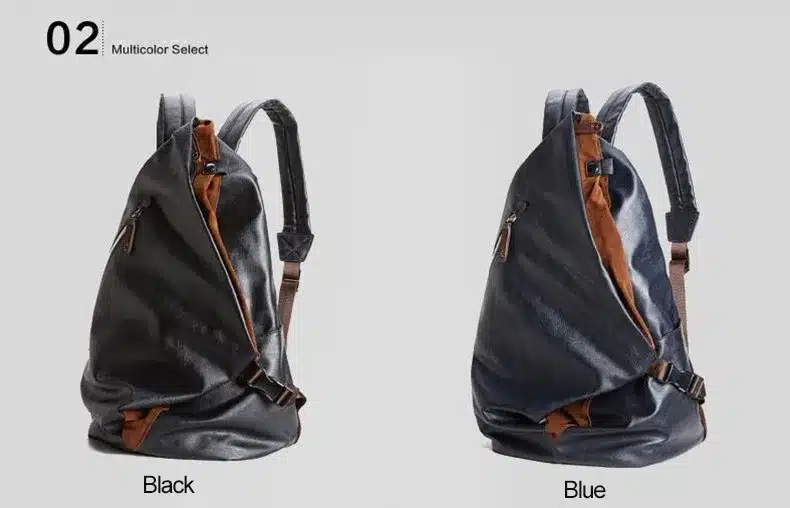 2017 Fashion Men Backpack PU Leather Backpack Male Laptop Backpack Leather Bag Black Teenager School Mochila Travel Backpack 6