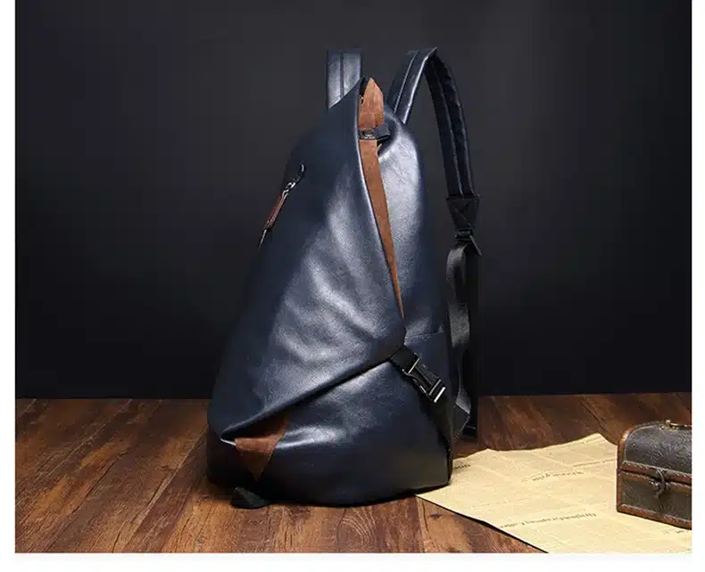 2017 Fashion Men Backpack PU Leather Backpack Male Laptop Backpack Leather Bag Black Teenager School Mochila Travel Backpack 15