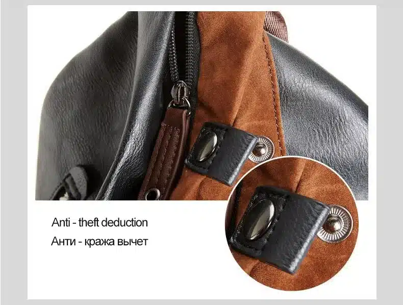 2017 Fashion Men Backpack PU Leather Backpack Male Laptop Backpack Leather Bag Black Teenager School Mochila Travel Backpack 23