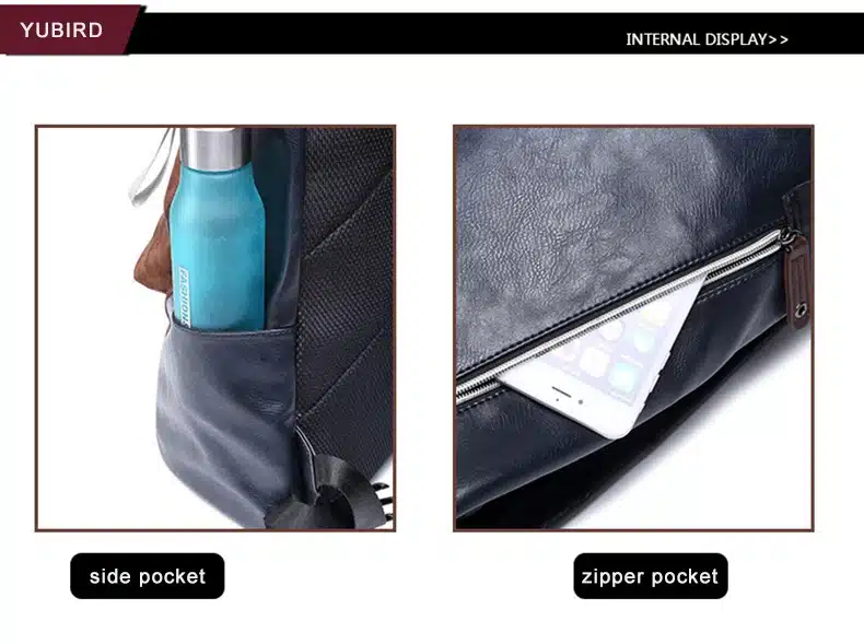 2017 Fashion Men Backpack PU Leather Backpack Male Laptop Backpack Leather Bag Black Teenager School Mochila Travel Backpack 25