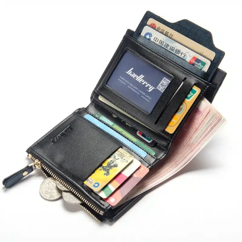 2018 New Fashion Men Wallets Bifold Wallet ID Card Holder Coin Purse Pockets Clutch With Zipper Men Wallet With Coin Bag 14