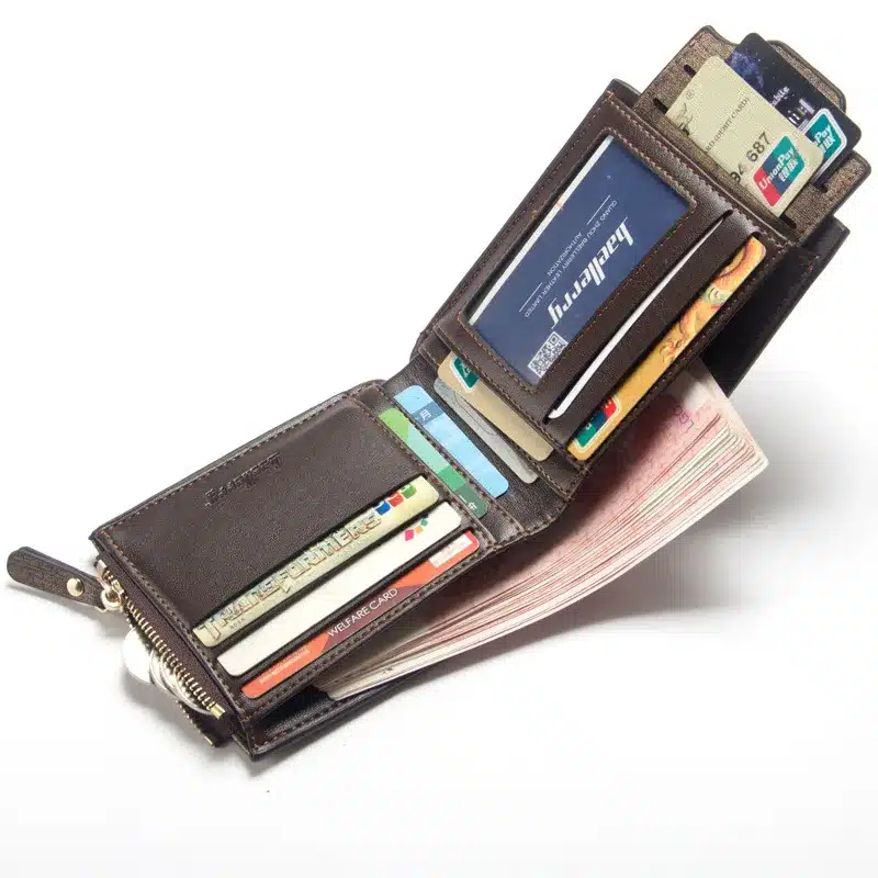 2018 New Fashion Men Wallets Bifold Wallet ID Card Holder Coin Purse Pockets Clutch With Zipper Men Wallet With Coin Bag 16