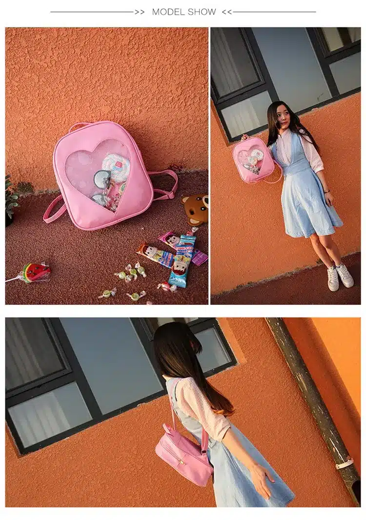 2017 Summer Candy Transparent Love Heart Shape Backpacks Harajuku School Backpack Shoulder Bags For Teenager Girls Book Bag 12