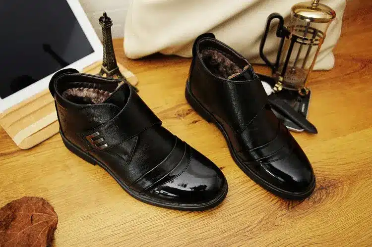Big Size 11 12 13 EUR Size 46 47 48 Vintage Mens Winter Leather Lace up Mid Calf Martin Ankle Boots Snow Fur Chukka Shoes 16