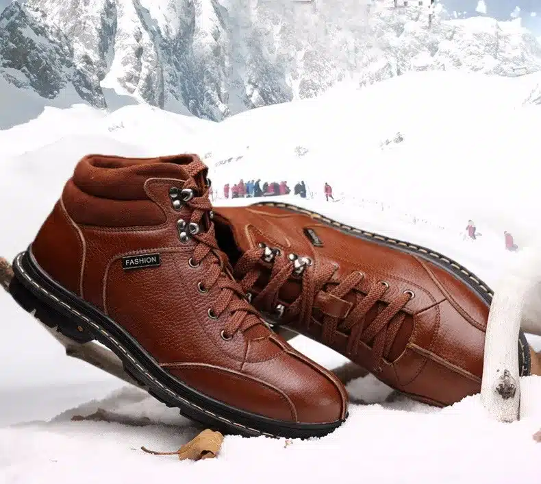 Full Grain leather Men Boots Plus Size New style Handmade Warm Men Winter Shoes Lace-Up Outdoor Winter Boots 14