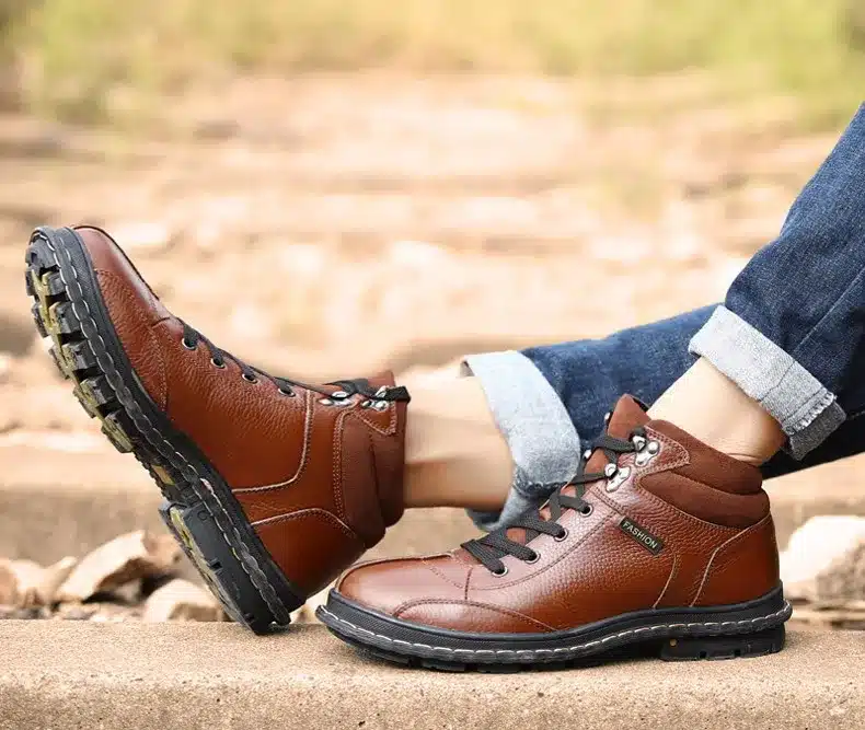Full Grain leather Men Boots Plus Size New style Handmade Warm Men Winter Shoes Lace-Up Outdoor Winter Boots 27