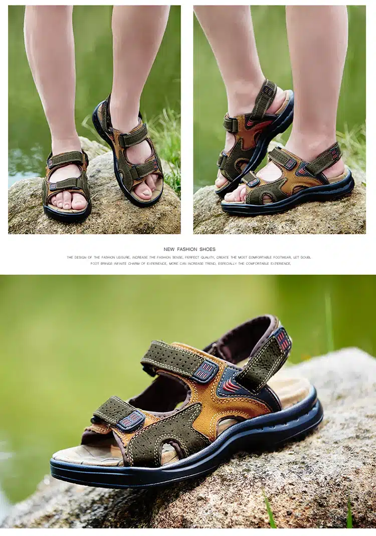 men sandals slippers genuine leather cowhide male summer shoes outdoor casual suede leather sandals 14