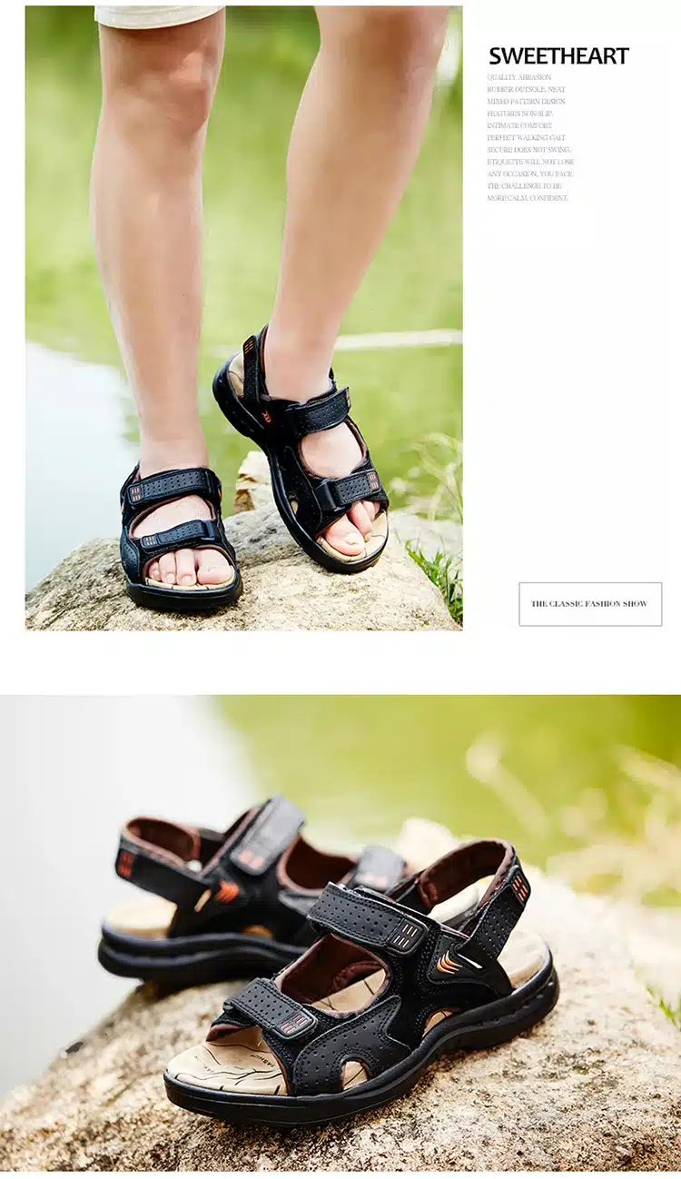 men sandals slippers genuine leather cowhide male summer shoes outdoor casual suede leather sandals 15