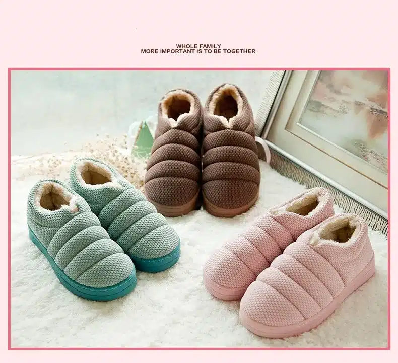 FAYUEKEY Winter Non-slip Caterpillar Cotton Plush Home Slippers Men Indoor Floor Outdoor Thicken Boys Warm Slippers Flat Shoes 17