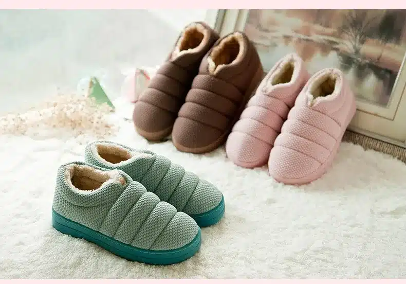 FAYUEKEY Winter Non-slip Caterpillar Cotton Plush Home Slippers Men Indoor Floor Outdoor Thicken Boys Warm Slippers Flat Shoes 29