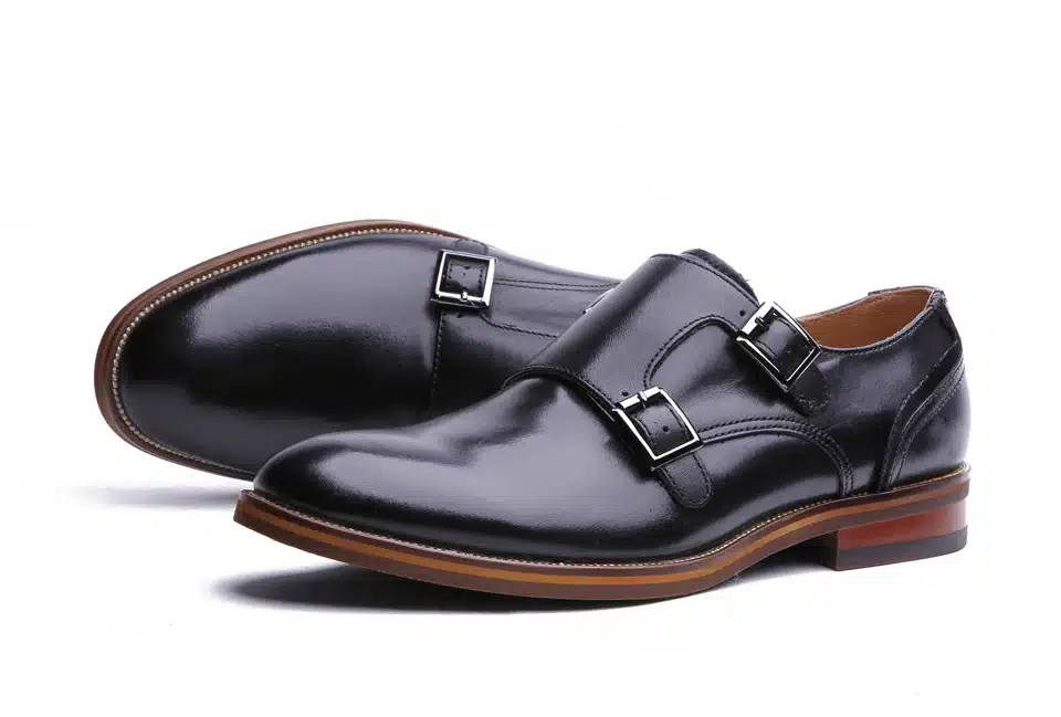 DESAI Brand Men Shoes Genuine Leather Black Brown Formal Dress Double Monk Buckle Straps Wedding Brogues Shoes Zapatos Hombre 19