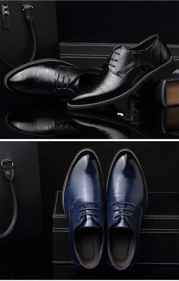 New 2017 Business Dress Men Formal Shoes Wedding Fashion Genuine Leather Shoes Flats Oxford Shoes For Men Pointed Toe 19