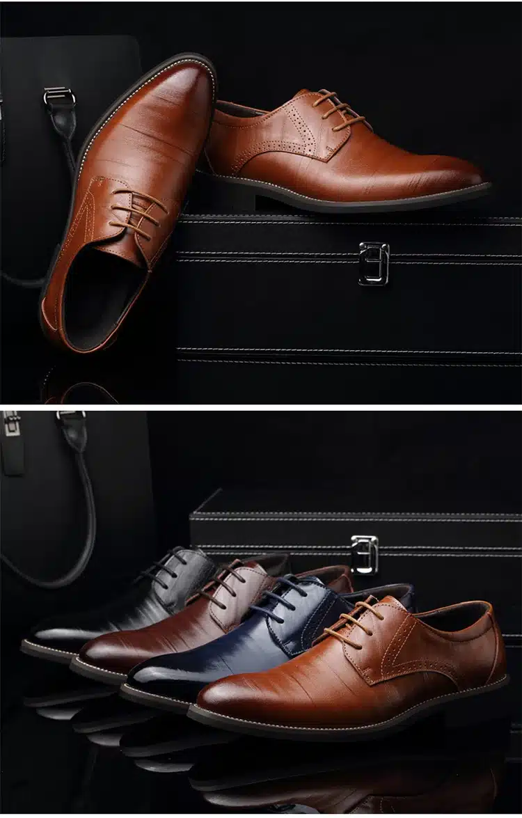 New 2017 Business Dress Men Formal Shoes Wedding Fashion Genuine Leather Shoes Flats Oxford Shoes For Men Pointed Toe 20