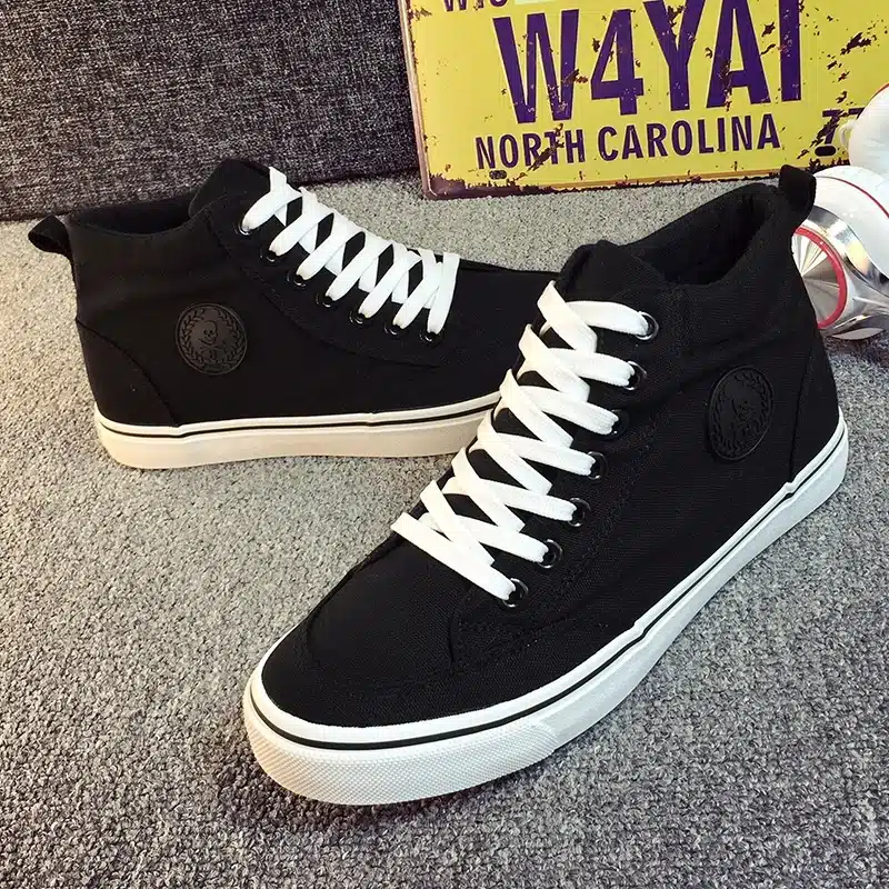 ZYYZYM Men Canvas Shoes Spring Autumn 2018 Lace-up High Style Black Fashion Flats Youth Students Shoes Hot Sale 9