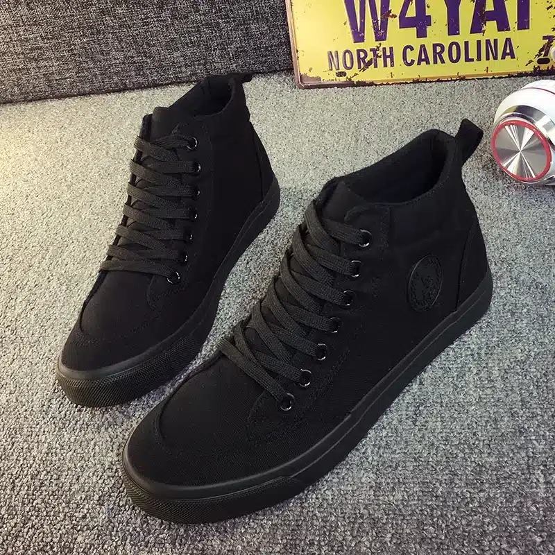 ZYYZYM Men Canvas Shoes Spring Autumn 2018 Lace-up High Style Black Fashion Flats Youth Students Shoes Hot Sale 13