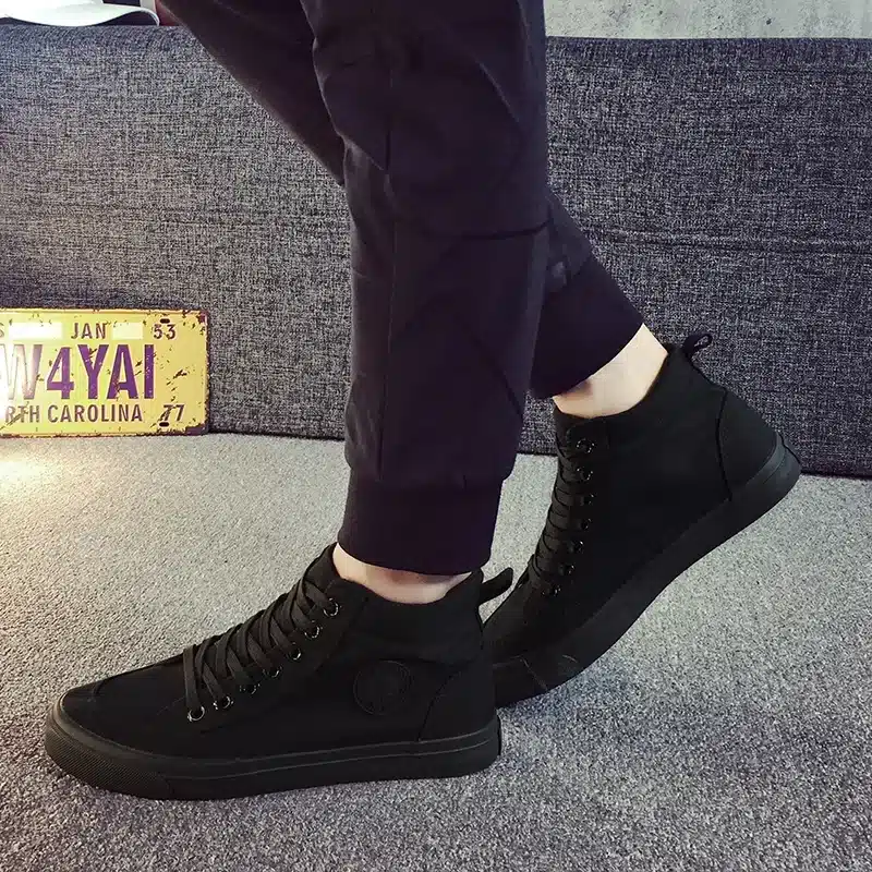 ZYYZYM Men Canvas Shoes Spring Autumn 2018 Lace-up High Style Black Fashion Flats Youth Students Shoes Hot Sale 18